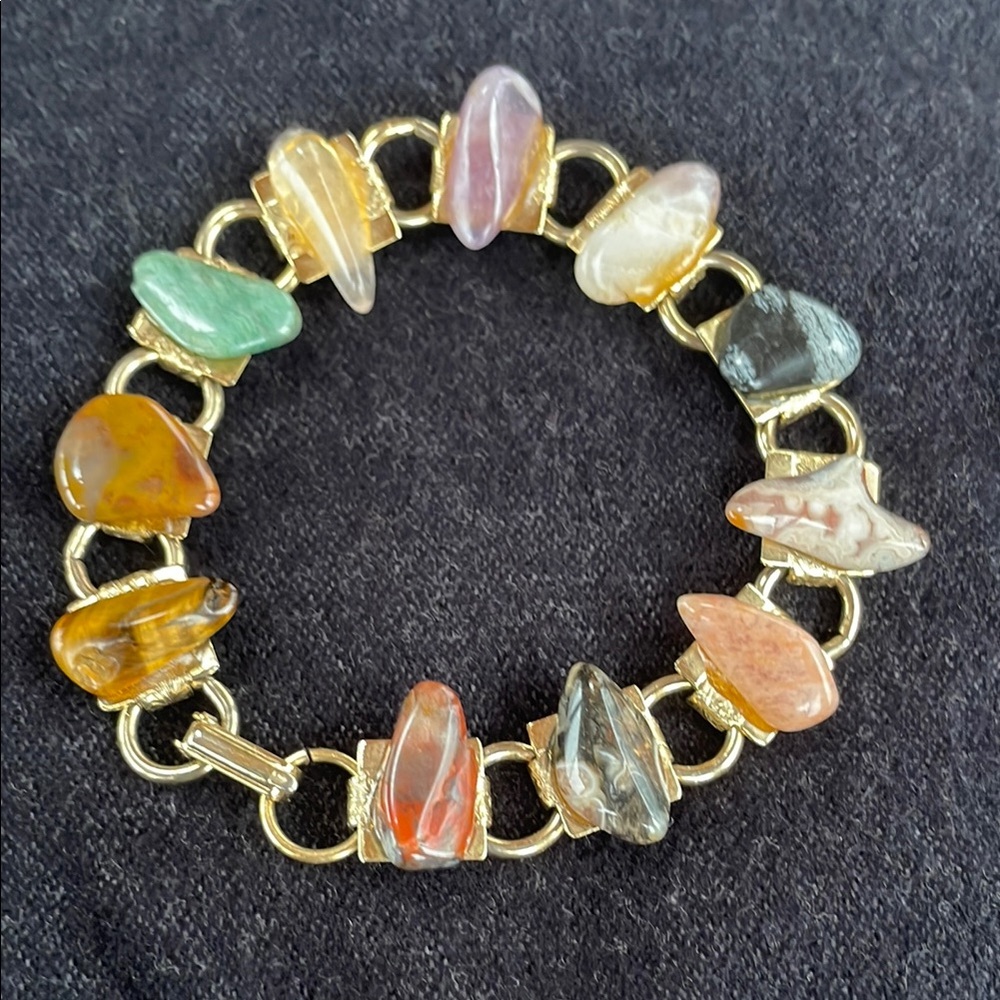 Vintage crystal  stone panel bracelet